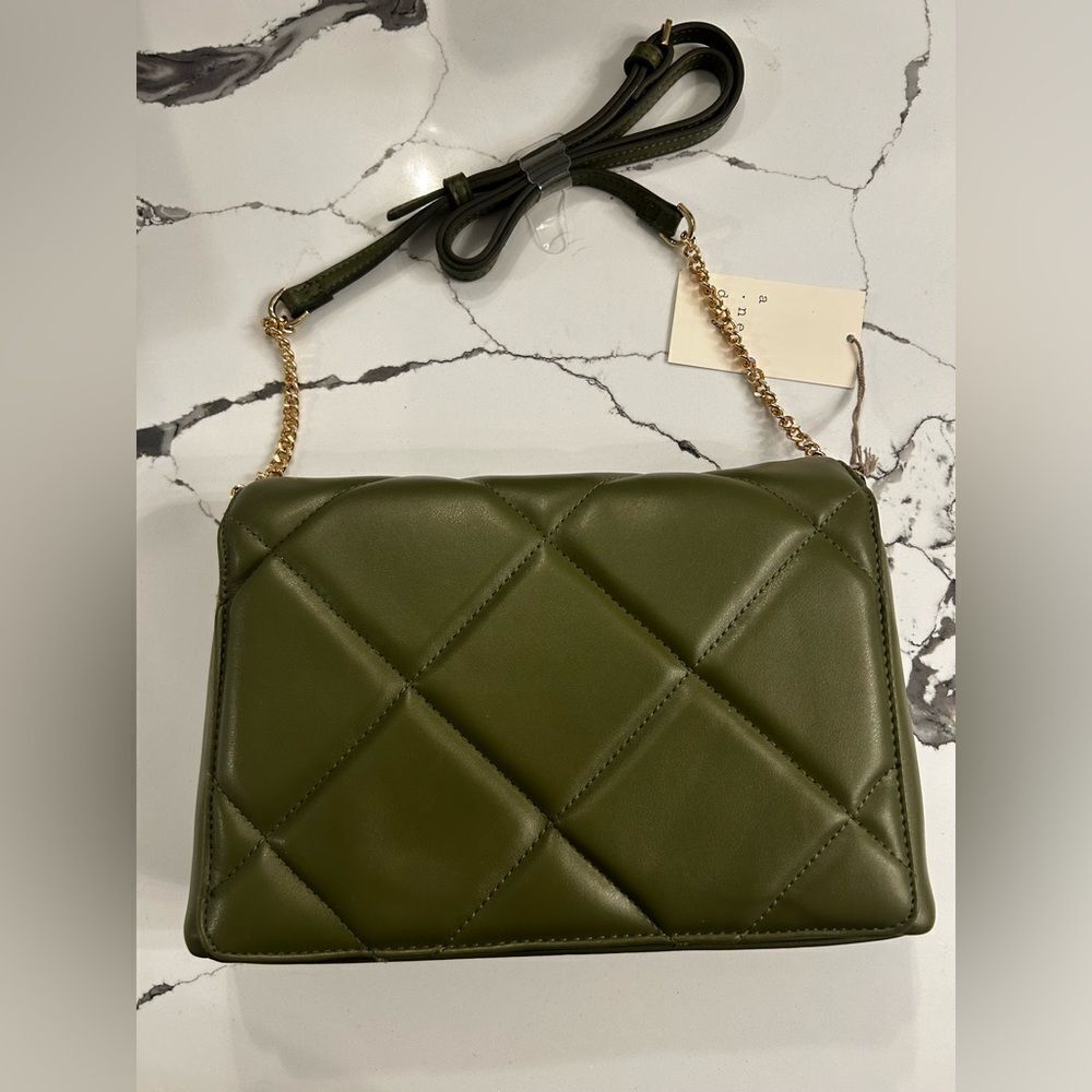 Olive Quilted Chain Shoulder Bag Purse NWT